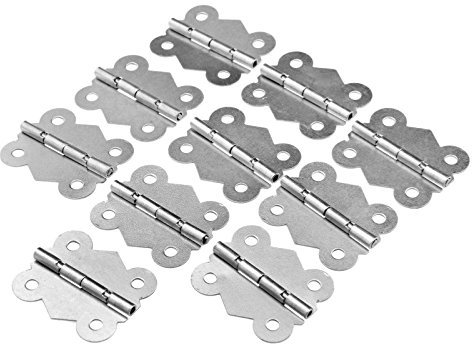 10Pcs 40x34mm Dull Silver Butterfly Hinges Jewelry Box Decorative Mini Hinge with Screws for Furniture Wood Box Cabinet Drawer Decoration