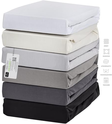 Exclusive Topper-Spannbettlaken | Bettlaken mit extra starkem Stoff 160 g/m² | Ideal für Boxspringbetten und Topper | OEKO-TEX® MADE IN GREEN | Split-Topper 10cm Steghöhe | 180/200x200 cm Grau
