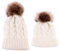 2PCS Mutter & Baby Strickmütze Winterwärmer Familie Häkelarbeithut Wollmütze Beanie Ski Hüte&Mützen (Weiß)