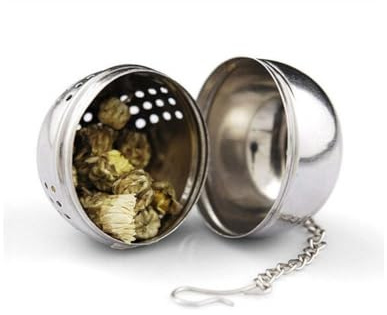 Trade Shop Traesio Infusore Colino da Te' Tisane Camomilla in Metallo Forma Sferica Filtro per Tea
