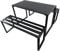 Outsunny Outdoor Möbelset Festgarnitur 3-TLG. Sitzgruppe Gartengarnitur 1 x Tisch 2 x Sitzbank Metall Schwarz 110 x 55 x 70 cm