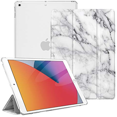 FINTIE Case for iPad 9th Generation 2021/ iPad 8th Generation 2020/ iPad 7th Generation 2019, 10.2-inch Lightweight Slim Shell Stand with Translucent Frosted Back Cover, Auto Wake/Sleep, Marble White