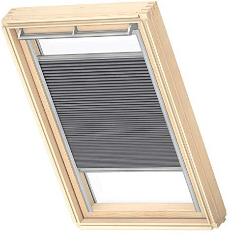Velux PK10 Plissee-Vorhang, maximale Isolierung für Dachfenster, dunkelgrau, mit seitlicher Führung, grau