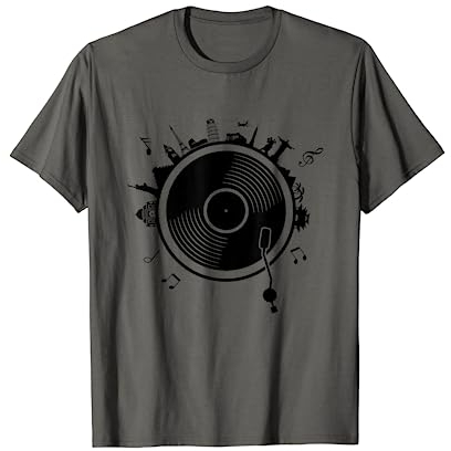 Vinyl Globus Musik DJ Plattenspieler Vintage T-Shirt