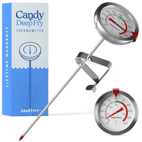 CRAFT911 Candy Thermometer with Pot Clip - Deep Fry Oil Thermometer for Frying and Candle Making