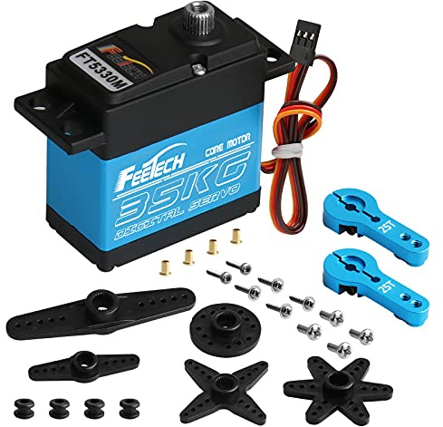 yusvwkj 35KG Digital Servo High Torque Waterproof Full Metal Gear | Stainless Steel Gear Coreless Motor With 25T Arm for Robotic DIY, RC Car Angle 180 (FT5330M)