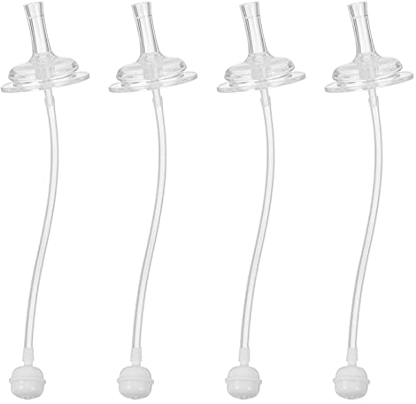 HEMOTON 4 Stück Silikon-Trinkhalme mit Gewichten, Trinkflasche, Ersatz-Trinkhalme, breite Öffnung für Tassen (transparent)
