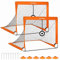 SONGMICS Fußballtor für Kinder, 2er Set, tragbar und faltbar, Garten, Park, Strand, Haltestangen aus Glasfaserstäben, orange SZQ422O01