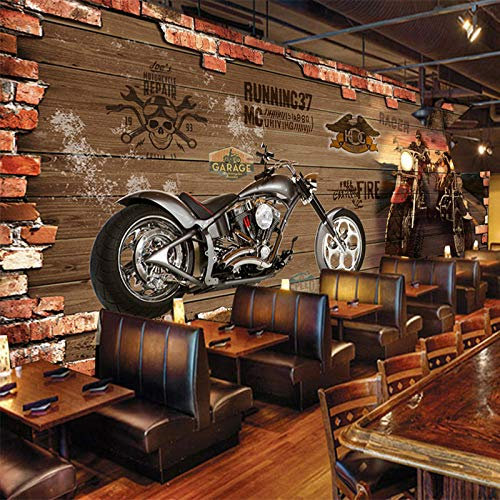 Personnalisé N'importe Quelle Taille Mur Tissu Rétro Moto Brique Papier Peint Restaurant Café Salon Papier Peint Moderne 3D Papier Peint-430 * 300 cm