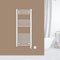 Warmehaus 400W Electric Heated Towel Rail Thermostat 1200 x 500mm Electric Towel Rail with Thermostat Electric Ladder Radiator White Curved Towel Warmer