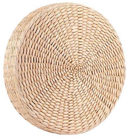 Joyzan Coussin de siège Plat en Paille, Sol Tapis Tatami Rond De Siège Chaise Futon Méditation Paille Naturelle fabriqué à Main Yoga Style Japonais Bureau pour Se Détendre Accessoires Décoratifs