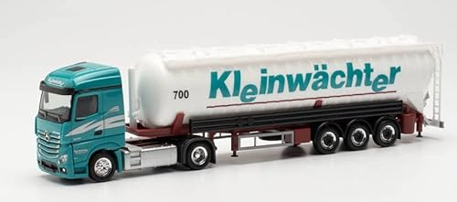 Herpa LKW Modell Mercedes-Benz Actros `18 Streamspace Saugsilo-Sattelzug „Kleinwächter“, originalgetreu im Maßstab 1:87, Modell LKW für Diorama, Modellbau Sammlerstück, Deko Miniaturmodelle