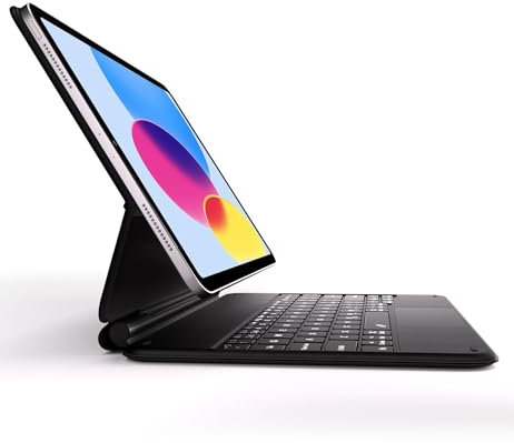 Dracool Keyboard Case for iPad 10th Generation 2022 10.9 Inch With Trackpad, Magic Type, Magnetic Floating Cantilever Stand, 7-Color Backlit, Bluetooth, UK Layout - Black