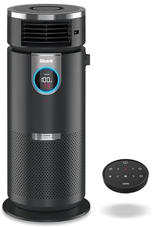 Shark HC451 3-in-1 Clean Sense Air Purifier, Heater & Fan, HEPA Filter, 500 Sq Ft, Oscillating, Small Room, Bedroom, Office, Captures 99.98% of Particles for Clean Air, Dust, Smoke & Allergens, Black