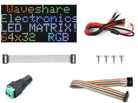 Waveshare RGB Full-Color LED Matrix Panel 2.5mm Pitch 64x32 Pixels Adjustable Brightness Compatible with Raspberry Pi/Raspberry Pi Pico / ESP32 / Arduino