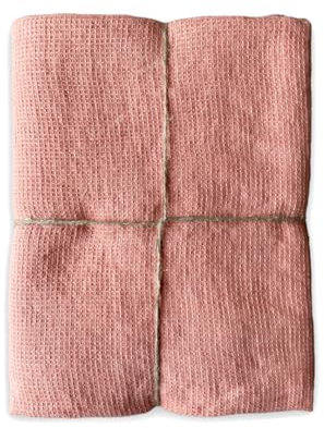 JOWOLLINA Feines Waffelpique Badetuch Saunatuch Leinen Stonewashed (Peach Nougat, 100x160 cm)