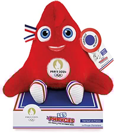 Doudou et Compagnie - Peluche Mascotte Officielle JO - Fabriquée En France - 30 cm - Jeux Olympiques Paris 2024 - Peluche Articulée Extra Douce - Forme Bonnet Phrygien - Cadeau Naissance - JO2405