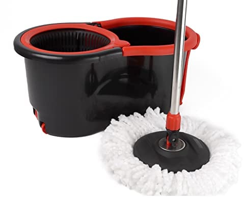DIVCHI Spin Mop And Bucket Set Floor Cleaning Mopping Bucket With Water Outlet Plug Convenient Wheels & Extendable Handle