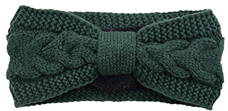 Whakano Winter Vintage Haarreif Geflochten Stirnbänder Gestrickte Verdicken,Ohrenwärmer Elastische Breit Mode Haarband für Alltag Sports Yoga,für Frauen und Mädchen,Dunkelgrün