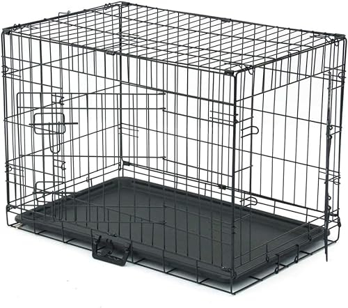TactFire Hundekäfig Faltbar klappbar mit 2 Türen,Hundehöhle Hundebox Auto mit Bodenschale ((M) 75 x 47 x 52.5 cm)