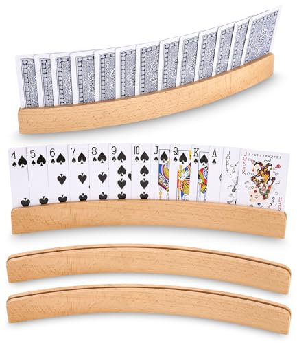 FAOKZE 2 Pezzi Porta carte da gioco in legno, Porta Carte per Bambini e Adulti, Porta Carte da Gioco Panorama in Legno, Reggi Carte Portacarte Da Gioco In Legno, Holder Porta Carte Da Gioco Da Tavolo