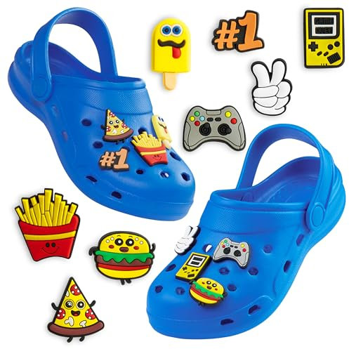 CityComfort Zuecos con Charms Removibles para Niño, Zuecos Playa y Piscina (Azul, 28-29 EU)