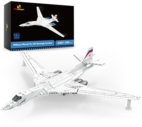 JMBricklayer Flugzeug-Baustein-Set 60007, Tu-160 Militär-Strategischer Bomber-Kampfflugzeug, Spielzeug für Erwachsene, Flugzeug-Sammelobjekt, Geschenke für Kinder ab 14 Jahren und Erwachsene