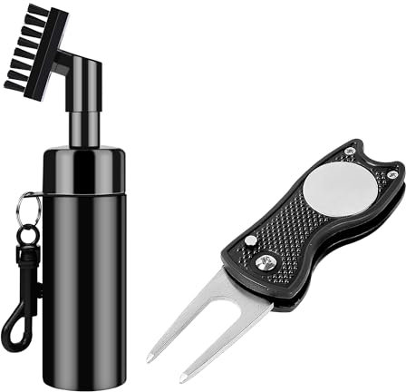 FUZVOL Golf Club Brush Groove Cleaner, Golf Club Brush with Water Spray and Hook Bottle & Golf Divot Repair Tool Kit for Golf Ball Club, Golf Accessories Golf Gift For Men