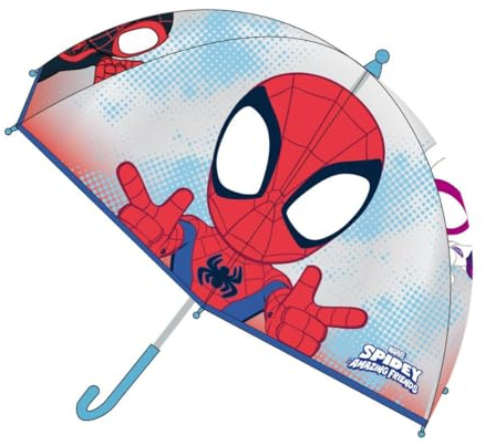 CERDÁ LIFE'S LITTLE MOMENTS Spidey Bubble-Regenschirm - Manuell zu öffnen - Transparent mit Spiderman Aufdruck - Hergestellt aus 100% POE mit Fiberglas Rahmen - Original Produkt Designed in Spain