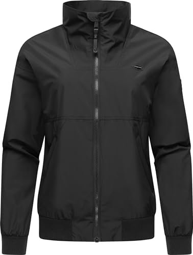 Ragwear leichte Damen Übergangsjacke wasserdichte Regenjacke (Wassersäule 11.000 mm) kurz atmungsaktiv Goona YOUMODO Black Gr. S
