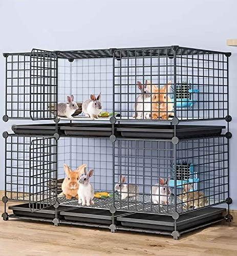beaka Cage Lapin Nain Interieur sur Pied, Cage Cochon d'Inde Intérieur 2 Etage/ 3 Etage/ 4 Etage Parc pour pour Petits Animaux pour Lapins Furets Cochon Cochon d'Inde(Black,111 * 39 * 95cm)