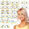 Qpout 12 Sheets Glitzer Regenbogen Gesicht Temporäre Tattoos Schmetterling Herz Stern Stolz Flagge Flash Körperkunst Auge Make-up Gefälschte Tattoos Aufkleber für Kinder Erwachsene
