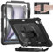 timecity Hülle Für iPad Air 13-Zoll M3/M2 (2025/2024) Tasche Mit Integriertem Bildschirmschutz, 360° Drehbarem Ständer, verstellbarem Schultergurt,Magnetischer Ladestifthalterung-Schwarz
