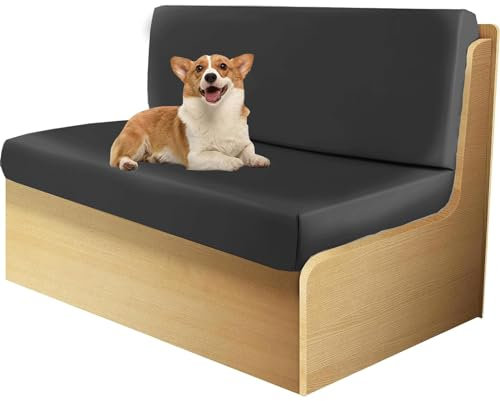 DFANCE 1/2 Sätze PU-Leder-Kissenbezüge Für Wohnmobile Und Dinetten Sofa-Sitzbezüge RV-Camper-Autositzbezüge wasserdichte Sitzbezüge Für Wohnmobilkabinen Schonbezug(Size:1 Set,Color:Schwarz)