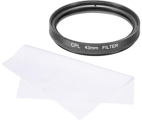 sourcing map Filtre polarisant circulaire 43 mm, revêtement multicouche double face, filtre polarisant avec chiffon de nettoyage pour objectif d'appareil photo