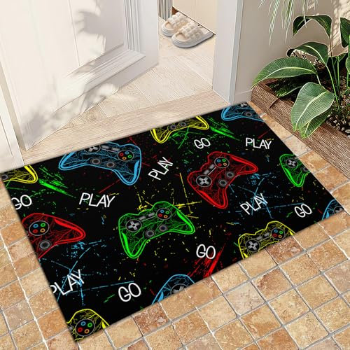 FACADUP Game Players Rug, 50x80cm Small, Colorful Gaming Console Rug, Fashionable, Cool, Anti-Slip for Bathroom, Laundry Room, Kitchen