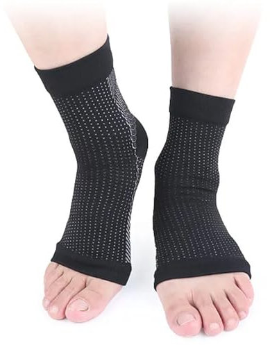 VITTO Plantar Fasciitis Socks (1 PAIR) - Compression Foot Support for Plantar Fasciitis - Sprained Ankle Support for Men and Women (L, Black)