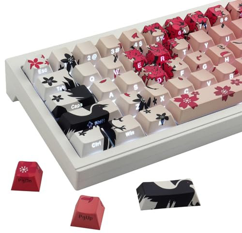 JakeTsai Keycaps,136 Keys Dye Sublimation Cherry Profile Keycaps Side Engraved Transparent Pbt Keycap Set for Cherry MX Switches ASIN/ISO Layout Mechanical Keyboards