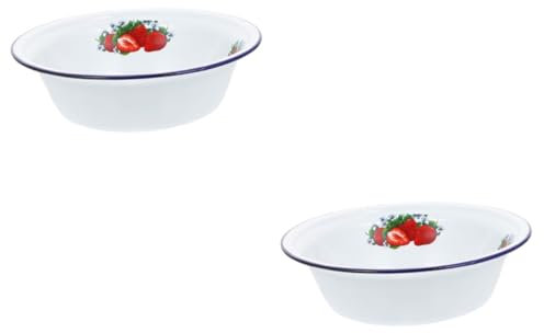 BESTOYARD 2 Piezas Lavabo De Esmalte Tazón Grande De Esmalte Tazón De Sopa Retro Cuenco De Esmalte Vintage Cuenco Para Servir Frutas Placa De Esmalte Retro Contenedor De Comida Tazón De