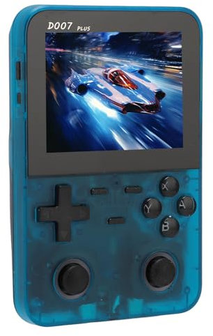 D007 Handheld Game Console Open Source Color Screen Retro Gaming Console with Crossed Direction Key Shooting Accessories (Transparent Blue)