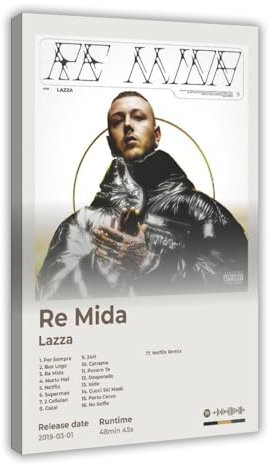 bpoejge Lazza-Poster, Rapper, Hip-Hop-Musik, Rap-Album, Re Mida, Cover, Fan, Geschenk, Leinwandposter, Wandkunst, Dekordruck, Bild, Gemälde für Wohnzimmer, Schlafzimmer, Dekoration, 60 x 90 cm