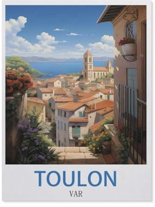 BEAYODKP Toulon Var Vintage Travel Poster，DIY Peinture par Numéro Adultes Enfants Enfants DIY Acrylique Peinture Kit,Cadeau de Peinture à l'huile créative Peinte à la Main(30x40cm-AR85