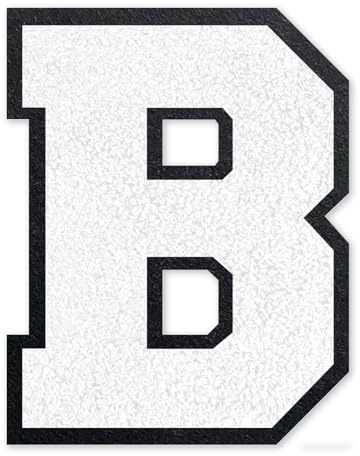 QianSiLi 4.5 Inch Chenille Iron On Letters for Clothes Varsity Letter Patches Embroidered Patch Iron On Patches for Clothing Varsity Jacket Hoodie (White,B)