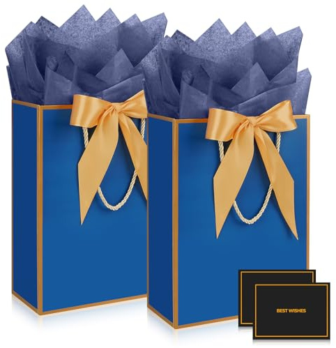 Mifferer Geschenktüt, 2 Stück Papier-Tüten mit Taschentuch und Karten, für Frauen, Mädchen, Brautjungfern, Geburtstage, Valentinstag und Hochzeitsfeiern