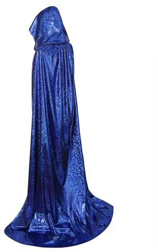 HAPNBCELE Glitzernder Umhang in voller Länge für Halloween, glitzernder Umhang für beide Geschlechter, ideal für Karnevalspartys und Weihnachtsoutfits (109 cm, blau)