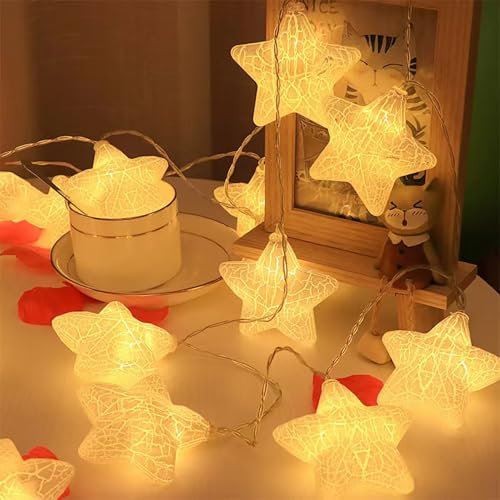 Lichterkette Sterne,1.5M 10 LED Warmweiß Lichterkette Batterie,Kinder Lichterkette,Lichterkette Kinderzimmer,LED Lichterkette Kinder,Batteriebetrieben,für Kinderzimmer Schlafzimmer Garten