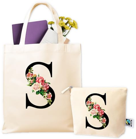 Bolsas de Tela Personalizadas - Tote Bag Personalizada + Neceser - Bolsa Tela Personalizada Mujer - Regalos Personalizados - Regalo Original Mujer - Bolsa Compra Reutilizable (S)