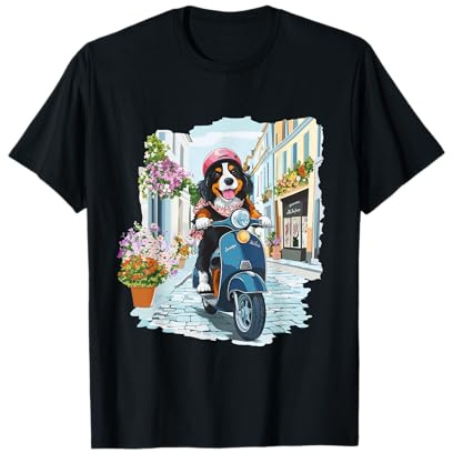 Montaña de Berna Perro Montaña Scooter Europeo Flores de Camiseta