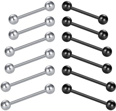 MODRSA 14G 14mm Zungenpiercing Brustwarzenpiercing Piercing Edelstahl | Glatte Oberfläche | Leicht & angenehm | Anlaufbeständig & Pflegeleicht | Für Zunge Brustwarze Ohrringe | Minimalistische
