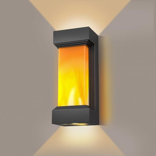 AmazeFun 17W Außenleuchte Wand Flammen Wandleuchte - Up and Down Leuchten Aussen, IP65 Außenlampe Aussenlampe Wand, 3000K Warmweiß, Aussenleuchte Aussenbeleuchtung für Hauswand Terrasse, 1 Stück